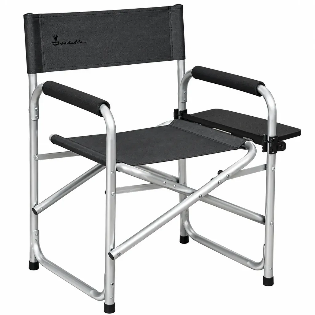 Chaise régisseur Isabella avec tablette latérale gris foncé
