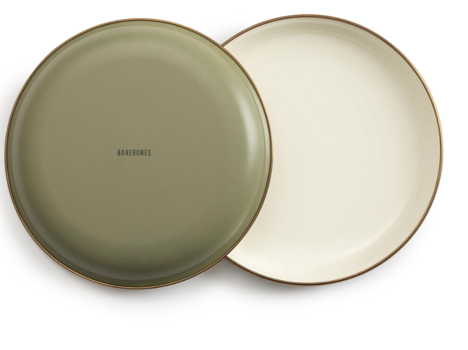 Small Plate Enamel 2-tone Set 2 PCS Olive Barebones