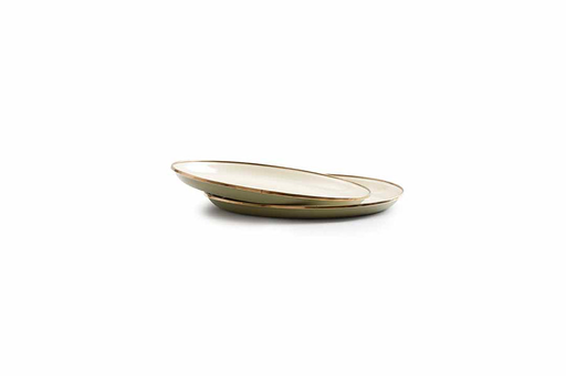 [CKW-1026] Assiette en émaille bicolore, set de 2, Olive Drab, Barebones